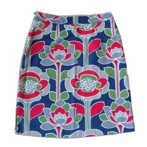 Boden Floral Print Cotton Knee Length Pencil Skirt Size 4